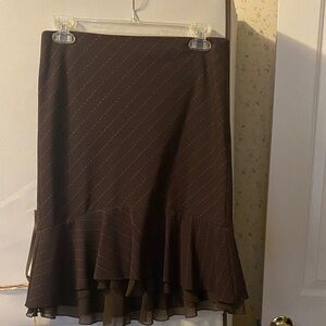 bebe Brown Asymmetrical Skirt with Ruffle Hem